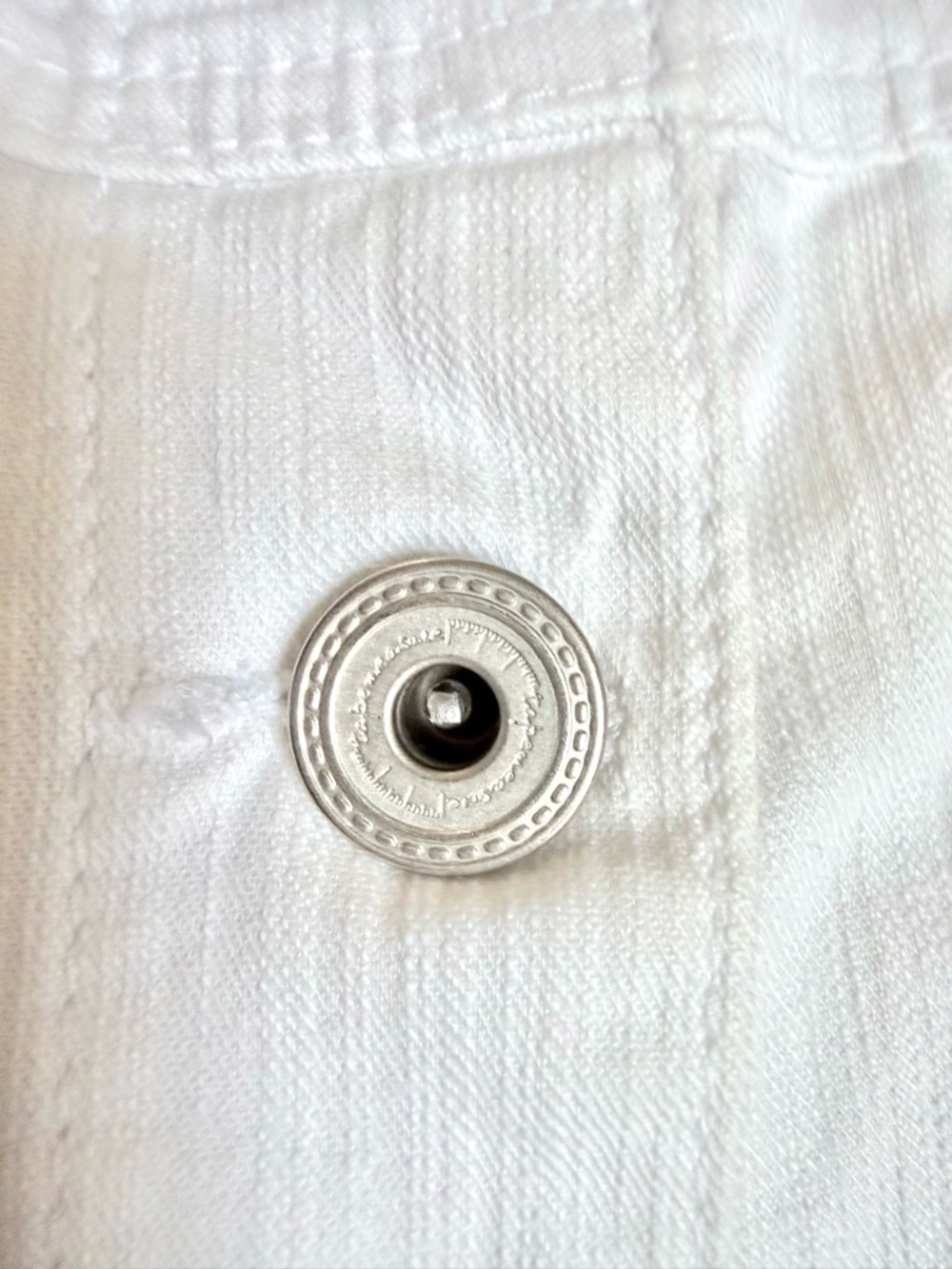Vintage Tapemeasure by Anthropology Cropped White Jean Jacket - Picture 14 of 16